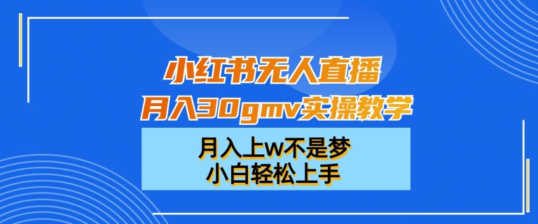 小红书无人直播月入30gmv实操教学,月入上w不是梦,小白轻松上手【揭秘】-铜臭网