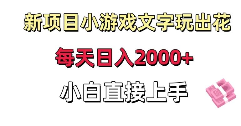 新项目小游戏文字玩出花日入2000+，每天只需一小时，小白直接上手【揭秘】-铜臭网
