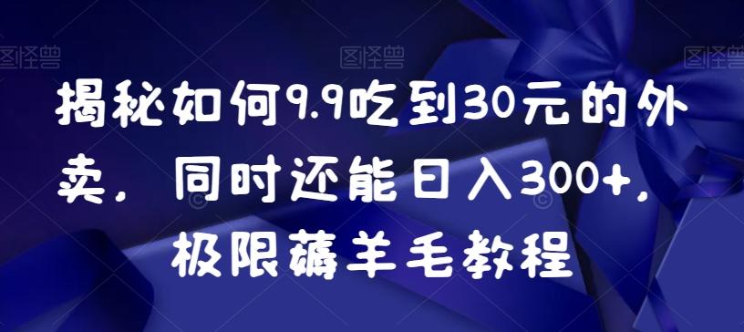 揭秘如何9.9吃到30元的外卖，同时还能日入300+，极限薅羊毛教程-铜臭网