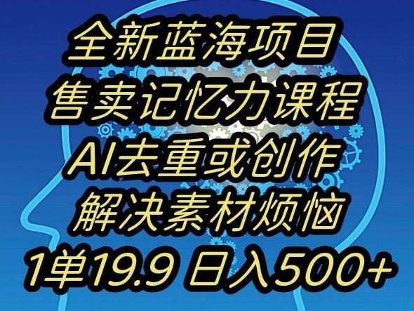 蓝海项目记忆力提升，AI去重，一单19.9日入500+【揭秘】-铜臭网