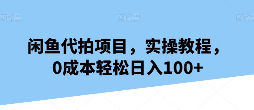 闲鱼代拍项目，实操教程，0成本轻松日入100+-铜臭网
