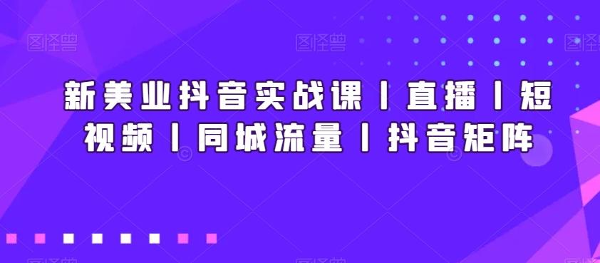 新美业抖音实战课丨直播丨短视频丨同城流量丨抖音矩阵-铜臭网