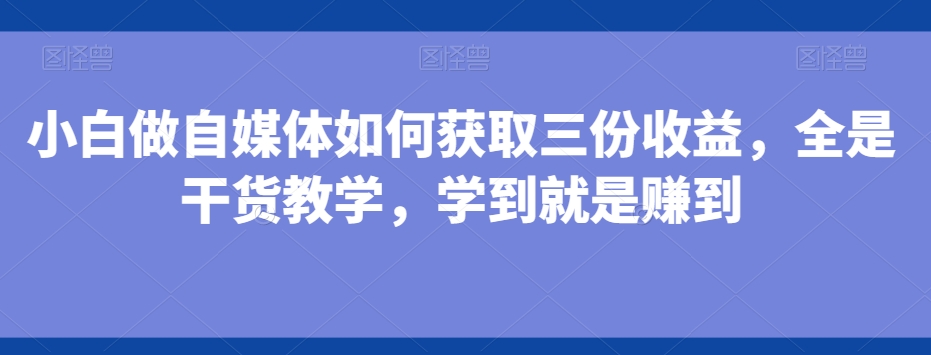 小白做自媒体如何获取三份收益，全是干货教学，学到就是赚到-铜臭网