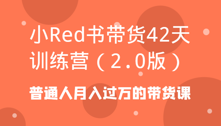 小Red书带货42天训练营(2.0版)普通人月入过万的带货课-铜臭网