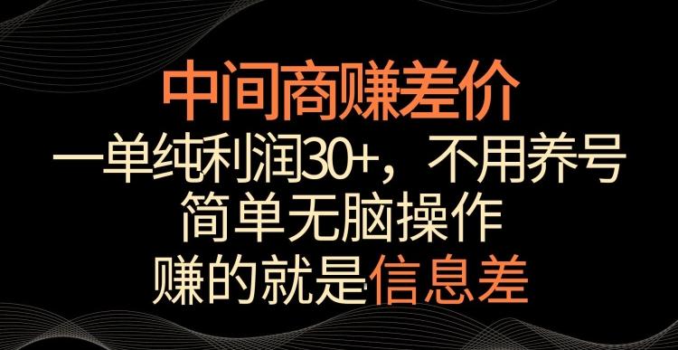 中间商赚差价,一单纯利润30+,简单无脑操作,赚的就是信息差,轻轻松松日入1000+【揭秘】-铜臭网