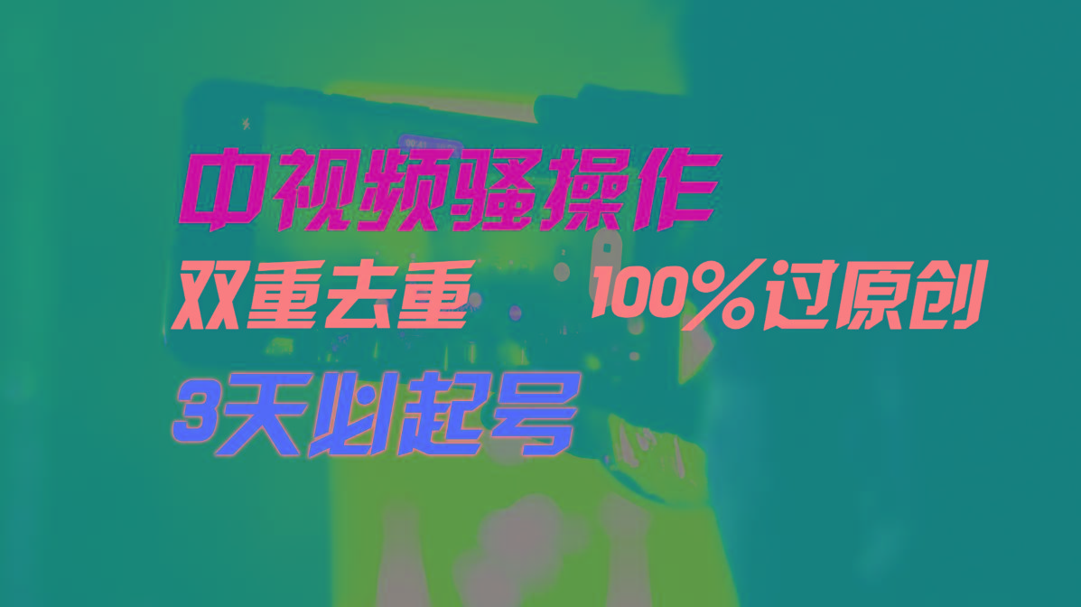 中视频骚操作，双重去重100%过原创，3天比必起号，简单无脑，月入3W+-铜臭网