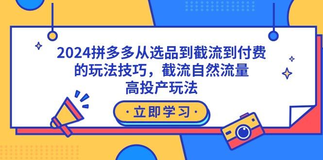 2024拼多多从选品到截流到付费的玩法技巧，截流自然流量玩法，高投产玩法-铜臭网