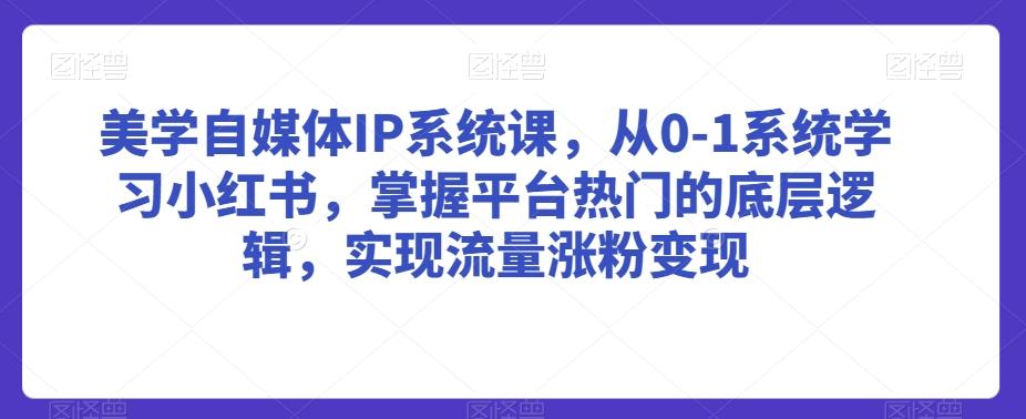 美学自媒体IP系统课，从0-1系统学习小红书，掌握平台热门的底层逻辑，实现流量涨粉变现-铜臭网