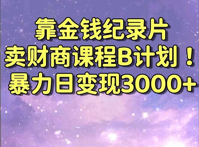 靠金钱纪录片卖财商课程B计划！暴力日变现3000+，喂饭式干货教程！-铜臭网