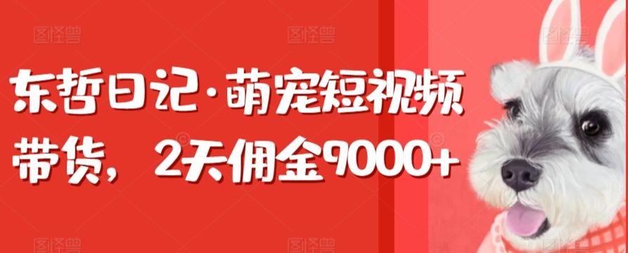 东哲日记·萌宠短视频带货，2天佣金9000+-铜臭网