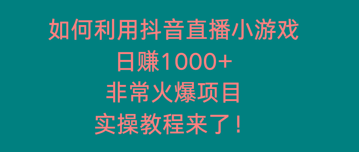 如何利用抖音直播小游戏日赚1000+，非常火爆项目，实操教程来了！-铜臭网