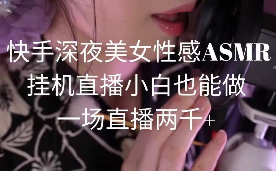 快手深夜美女性感ASMR挂机直播，小白也能做，一场直播两千+-铜臭网