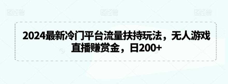 2024最新冷门平台流量扶持玩法，无人游戏直播赚赏金，日200+【揭秘】-铜臭网
