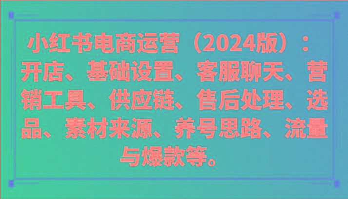 小红书电商运营(2024版)：开店、设置、供应链、选品、素材、养号、流量与爆款等-铜臭网