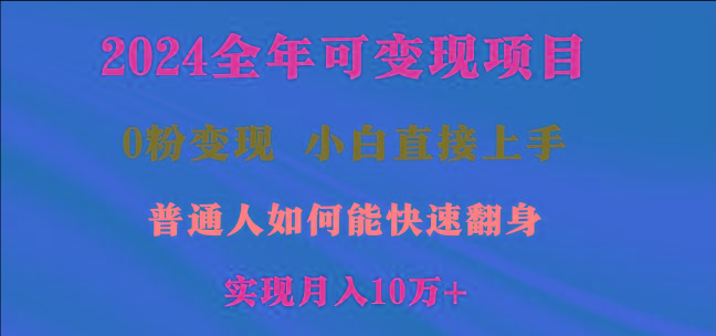 2024全年可变现项目，一天收益至少2000+，小白上手快，普通人就要利用互…-铜臭网