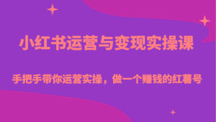 小红书运营与变现实操课-手把手带你运营实操，做一个赚钱的红薯号-铜臭网