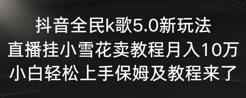 抖音全民k歌5.0新玩法，直播挂小雪花卖教程月入10万，小白轻松上手，保姆及教程来了【揭秘】-铜臭网