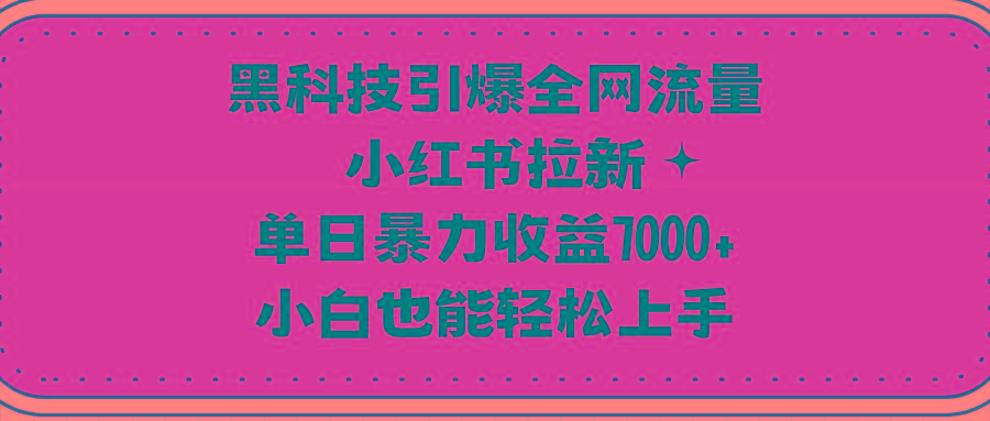 (9679期)黑科技引爆全网流量小红书拉新，单日暴力收益7000+，小白也能轻松上手-铜臭网