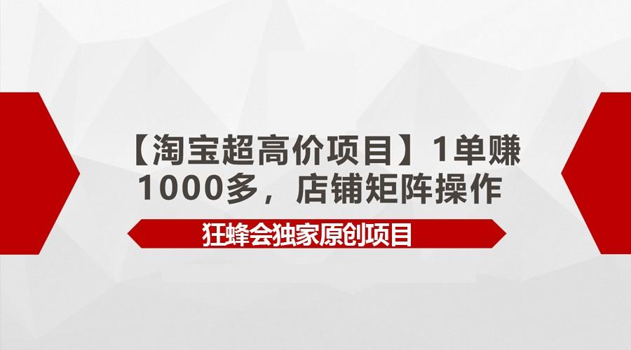 【淘宝超高价项目】1单赚1000多，店铺矩阵操作-铜臭网