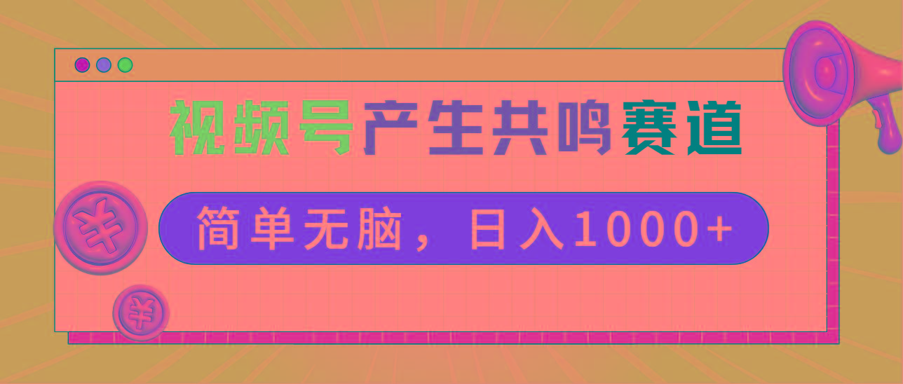 2024年视频号，产生共鸣赛道，简单无脑，一分钟一条视频，日入1000+-铜臭网