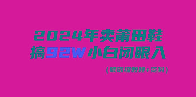 (9329期)2024年卖莆田鞋，搞了92W，小白闭眼操作！-铜臭网