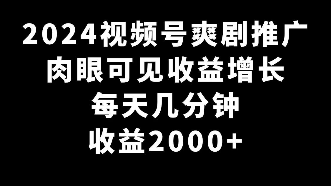2024视频号爽剧推广，肉眼可见的收益增长，每天几分钟收益2000+-铜臭网