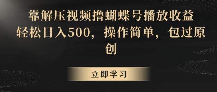 靠解压视频撸蝴蝶号播放收益，轻松日入500，操作简单，包过原创【揭秘】-铜臭网