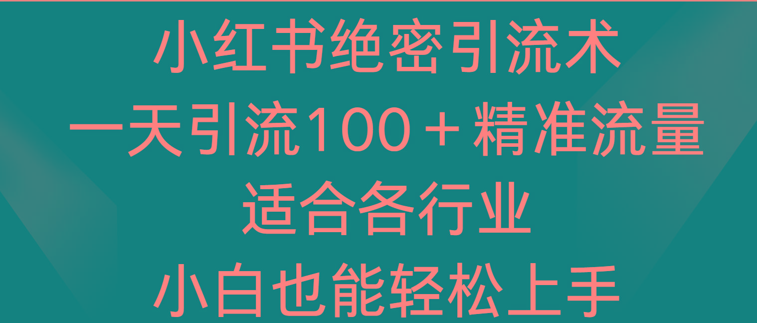 小红书绝密引流术,一天引流100+精准流量,适合各个行业,小白也能轻松上手-铜臭网
