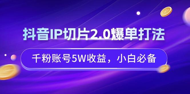抖音IP切片2.0爆单打法，千粉账号5W收益，小白必备-铜臭网