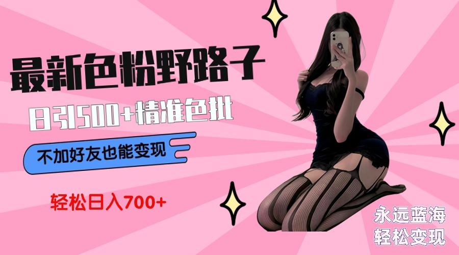 最新色粉变现野路子，日引500+老色批 可不加好友直接变现 小白轻松日入700+-铜臭网