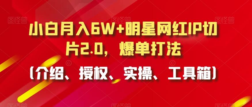 小白月入6W+明星网红IP切片2.0，爆单打法(介绍、授权、实操、工具箱)【揭秘】-铜臭网