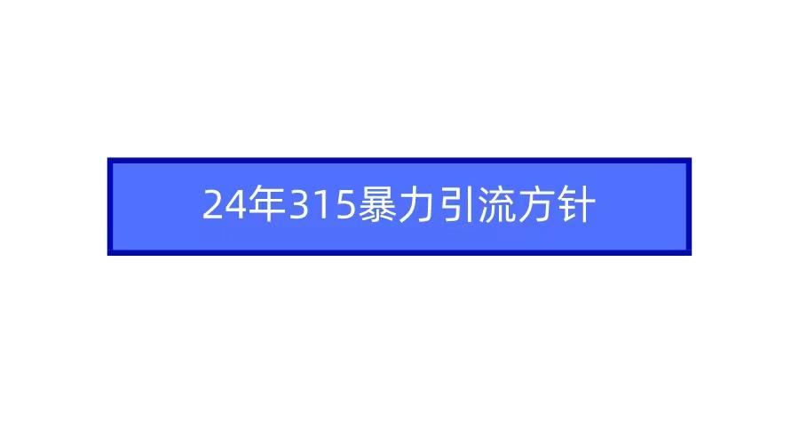 (9398期)2024年315暴力引流方针-铜臭网
