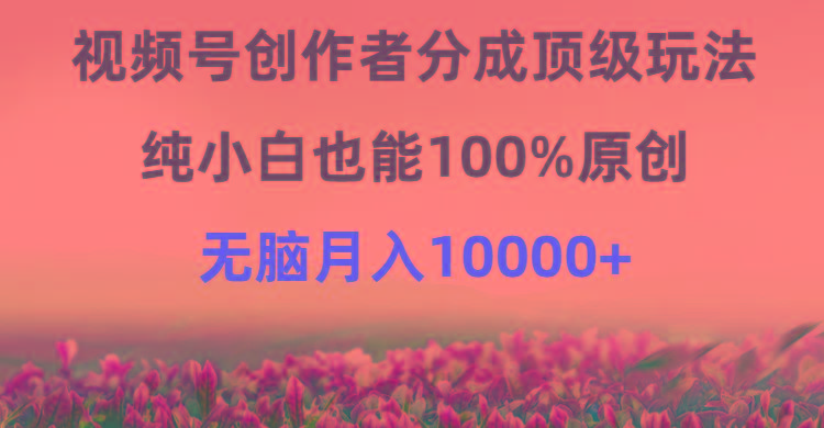 (9608期)视频号创作者分成顶级玩法，纯小白也能100%原创，无脑月入10000+-铜臭网