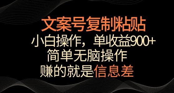 文案号掘金，简单复制粘贴，小白操作，单作品收益900+【揭秘】-铜臭网
