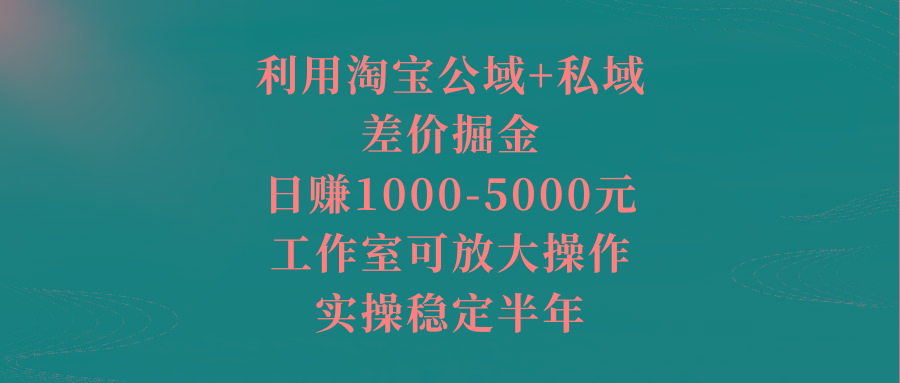 利用淘宝公域+私域差价掘金，日赚1000-5000元，工作室可放大操作，实操…-铜臭网