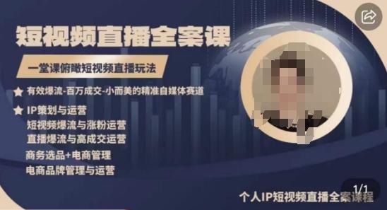 高品质IP短视频直播全案课程，一堂课俯瞰短视频直播玩法-铜臭网