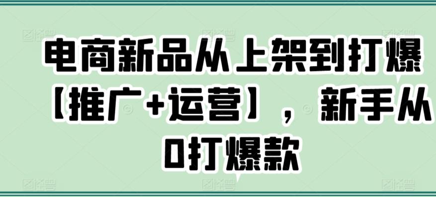 电商新品从上架到打爆【推广+运营】，新手从0打爆款-铜臭网