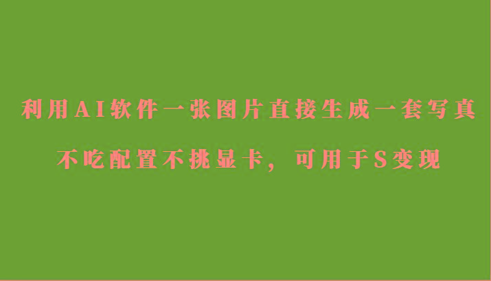 利用AI软件只需一张图片直接生成一套写真，不吃配置不挑显卡，可用于S变现-铜臭网