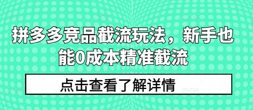 拼多多竞品截流玩法，新手也能0成本精准截流-铜臭网