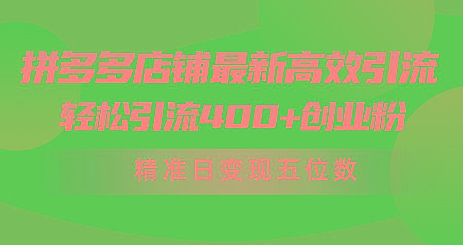 (10041期)拼多多店铺最新高效引流术，轻松引流400+创业粉，精准日变现五位数！-铜臭网