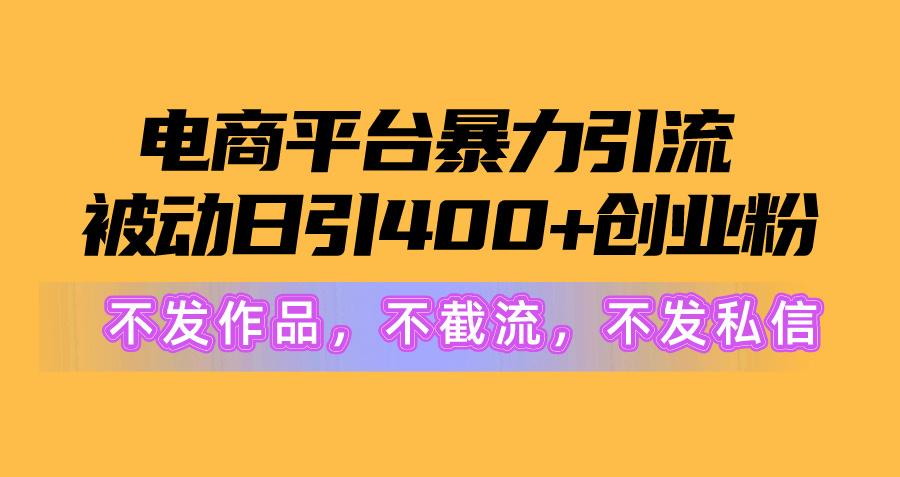 电商平台暴力引流,被动日引400+创业粉不发作品，不截流，不发私信-铜臭网