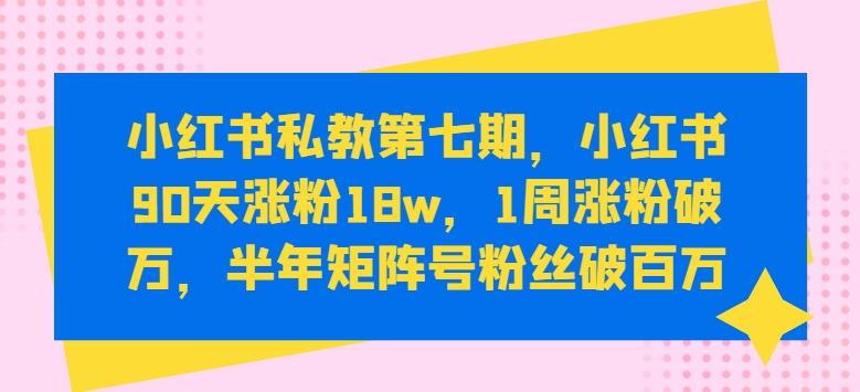 小红书私教第七期，小红书90天涨粉18w，1周涨粉破万，半年矩阵号粉丝破百万-铜臭网