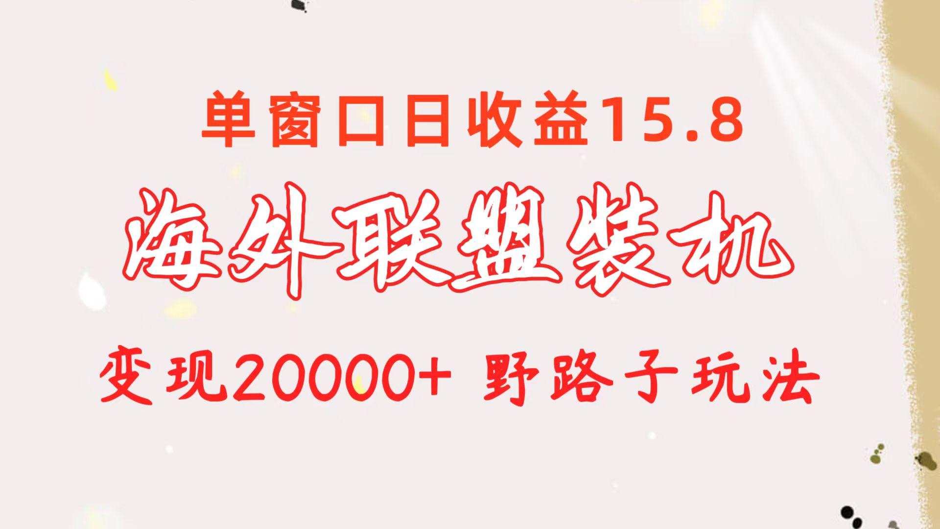 海外联盟装机 单窗口日收益15.8  变现20000+ 野路子玩法-铜臭网