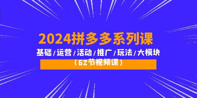 (10019期)2024拼多多系列课:基础/运营/活动/推广/玩法/大模块(62节视频课)-铜臭网