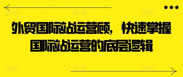 外贸国际站运营顾问，快速掌握国际站运营的底层逻辑-铜臭网