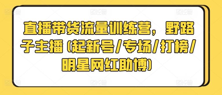 直播带货流量训练营，野路子主播(起新号/专场/打榜/明星网红助博)-铜臭网