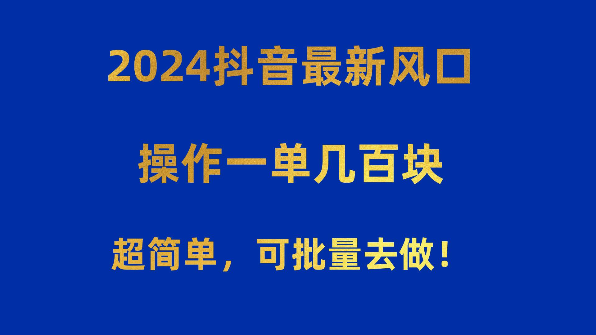 2024抖音最新风口！操作一单几百块！超简单，可批量去做！！！-铜臭网