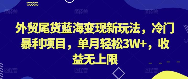 外贸尾货蓝海变现新玩法，冷门暴利项目，单月轻松3W+，收益无上限【揭秘】-铜臭网