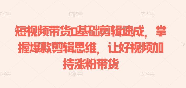 短视频带货0基础剪辑速成，掌握爆款剪辑思维，让好视频加持涨粉带货-铜臭网