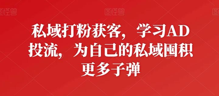 私域打粉获客，学习AD投流，为自己的私域囤积更多子弹-铜臭网